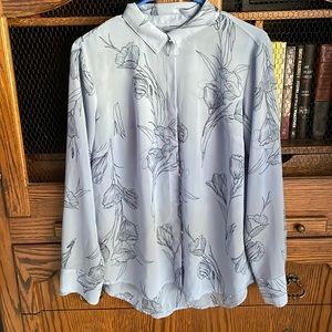 Blue button down blouse size large